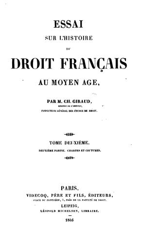 Essai sur l'histoire du droit français au moyen age by Ch Girard cover