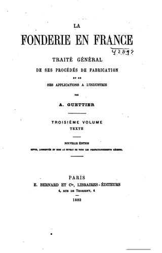 La fonderie en France by A.F.V. Guettier cover