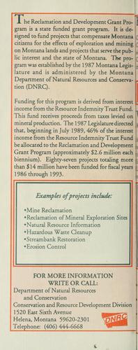 Montana reclamation and development grant program