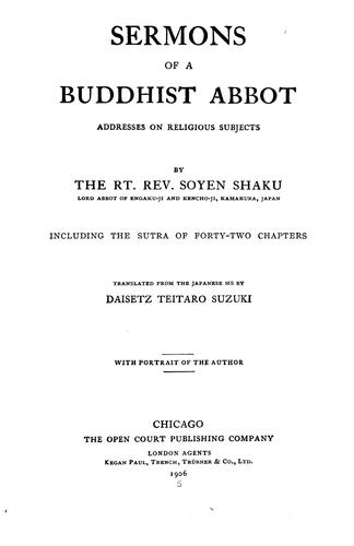 Sermons of a Buddhist abbot by Sōen Shaku, Soyen Shaku cover