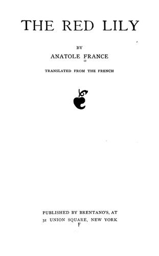Le lys rouge by Anatole France cover
