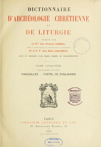 Dictionnaire d'archéologie chrétienne et de liturgie by Fernand Cabrol cover