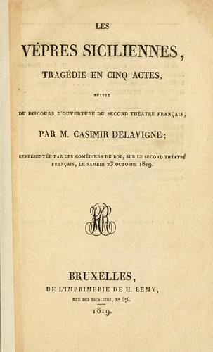 Les vêpres siciliennes by Casimir Delavigne cover