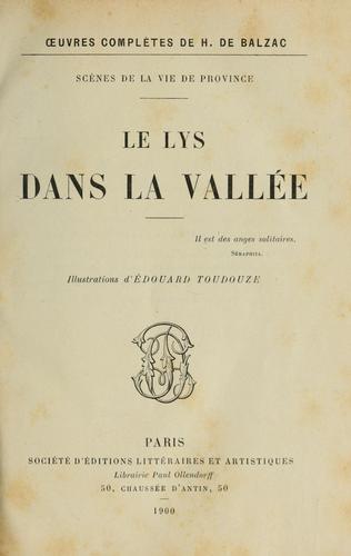 Le lys dans la vallée by Honoré de Balzac cover