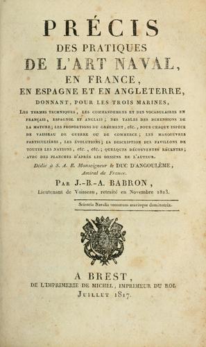 Précis des pratiques de l'art naval by J.B.A. Babron cover