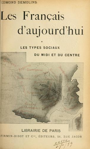 Les Français d'aujoud'hui by Edmond Demolins cover