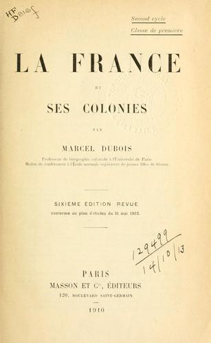 La France et ses colonies by Marcel Dubois cover