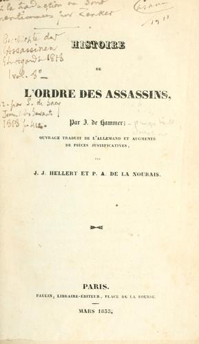 Histoire de l'Ordre des assassins by Joseph von Hammer-Purgstall cover