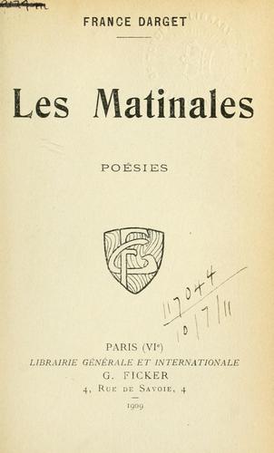 Les matinales by France Darget cover