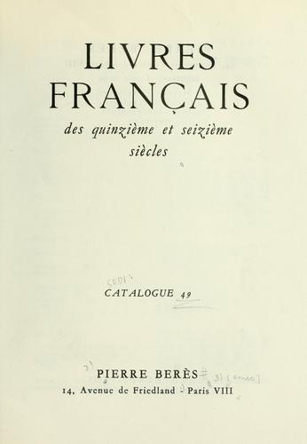Livres français des quinzième et siezième siècles by  cover