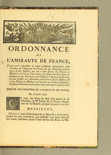 Ordonnance de l'Amirauté de France by France cover
