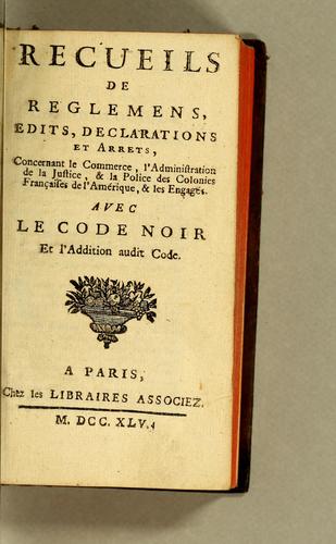 Recueils de reglemens, edits, declarations et arrets by France cover