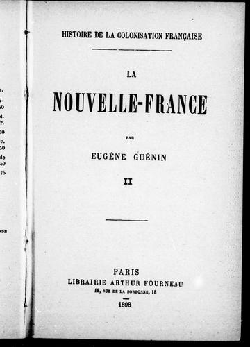 La Nouvelle-France by Eugène Guénin cover
