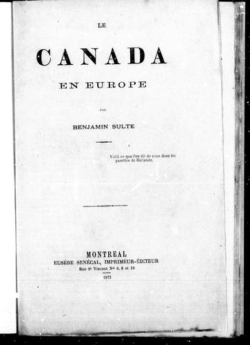 Le Canada en Europe by Benjamin Sulte cover