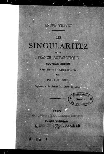 Les singularitez de la France antarctique by André Thevet cover