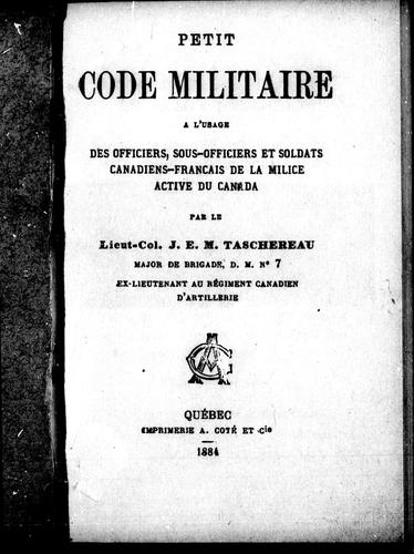 Petit code militaire by J. E. M. Taschereau cover
