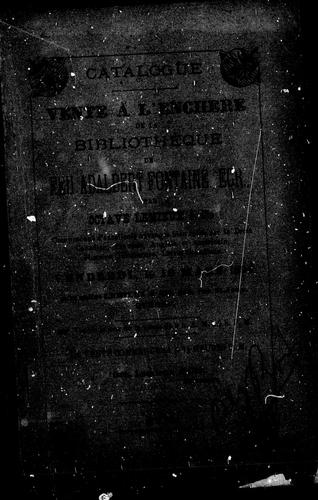 Catalogue, vente à l'enchère de la bibliothèque de feu Adalbert Fontaine, Ecr., par Octave Lemieux & Cie by Adalbert Fontaine cover