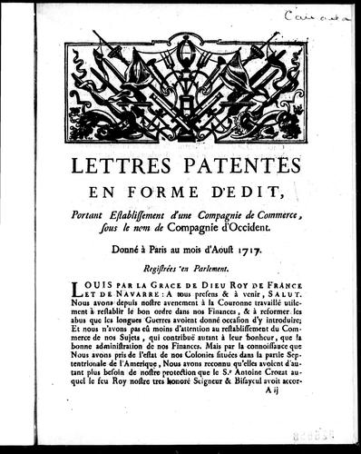 Lettres patentes en forme d'edit by France cover