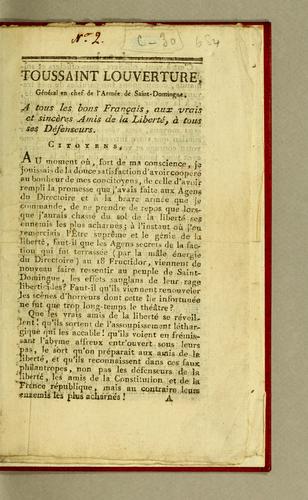 Toussaint Louverture, Général en chef de l'Armée de Saint-Domingue by Toussaint Louverture cover