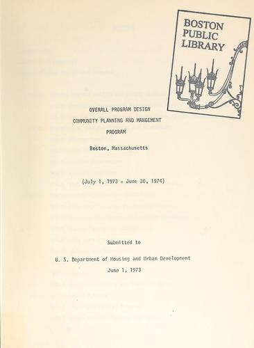 Overall program design: community planning and management program, Boston, Massachusetts