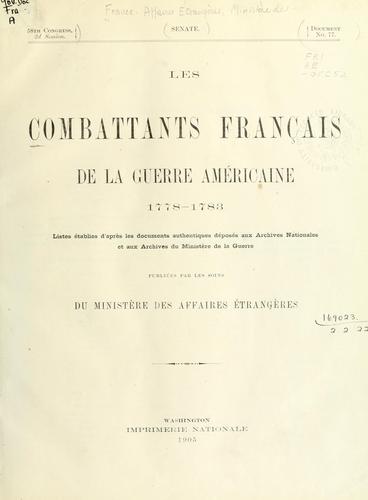 Les Combattants français de la guerre américaine 1778-1783 by Ministère des Affaires étrangères (France) cover