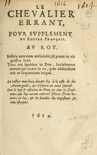 Le chevalier errant, povr svpplément dv "Zopire français". Av Roy by J. L. P. S. cover
