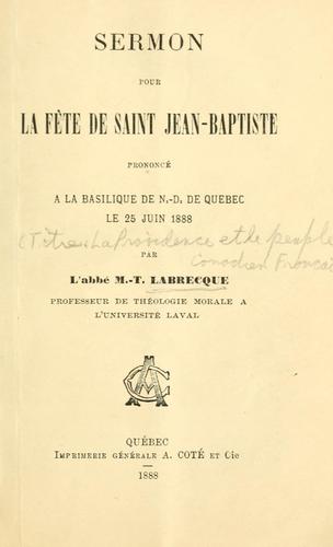 La Providence et le peuple canadien-français by M.-T Labrecque cover