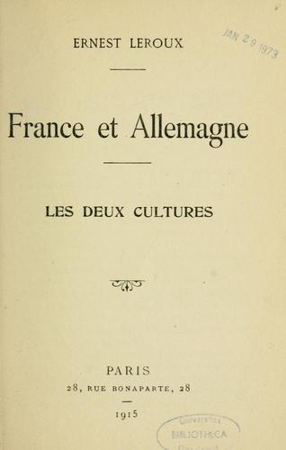 France et Allemagne, les deux cultures by Ernest Leroux cover