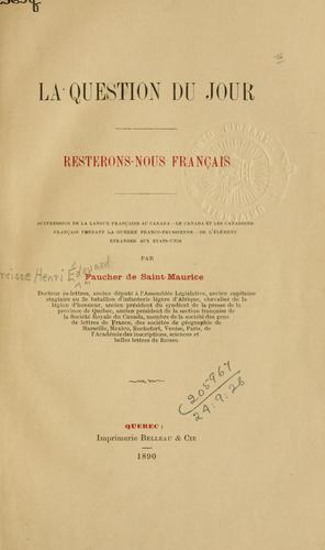 La question du jour by Narcisse Henri Edouard Faucher de Saint-Maurice cover