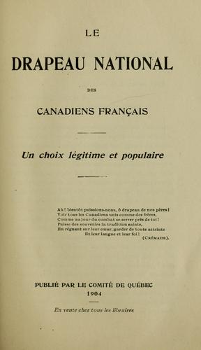Le drapeau national des Canadiens français by  cover