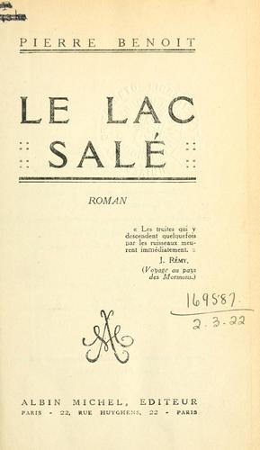 La sac salé, roman by Pierre Benoît cover