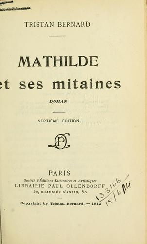 Mathilde et ses mitaines, roman by Tristan Bernard cover