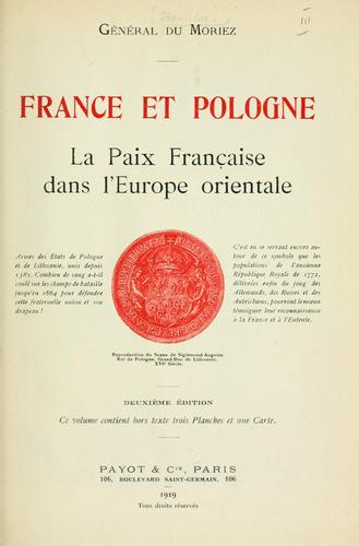 France et Pologne by Du Moriez, Stanislas, comte cover