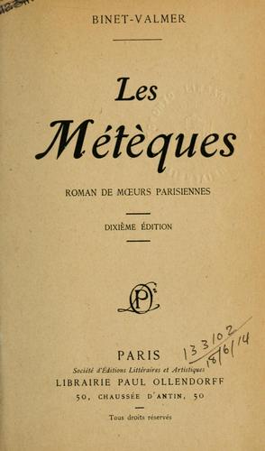 Les métèques by Gustave Binet-Valmer cover