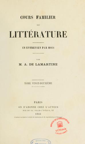 Cours familier de littérature