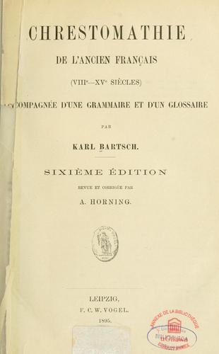 Chrestomathie de l'ancien français by Karl Bartsch cover