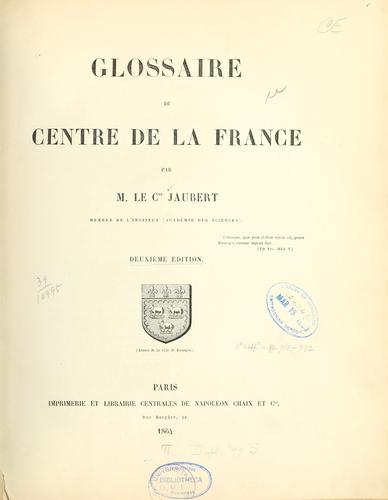 Glossaire du centre de la France by Jaubert, Hippolyte-François comte cover