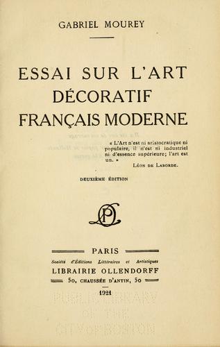 Essai sur l'art décoratif français moderne by Gabriel Mourey cover