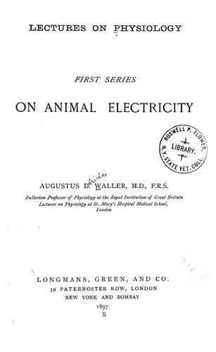 On animal electricity by Augustus Désiré Waller cover