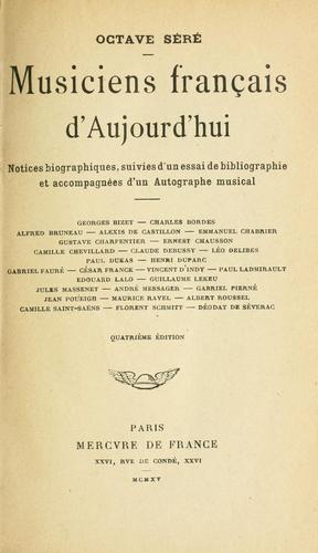 Musiciens français d'aujourd'hui by Jean Poueigh cover
