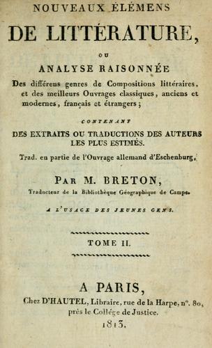 Nouveaux élémens de littérature by Johann Joachim Eschenburg cover