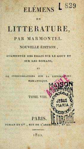 Élémens de littérature by Jean François Marmontel cover