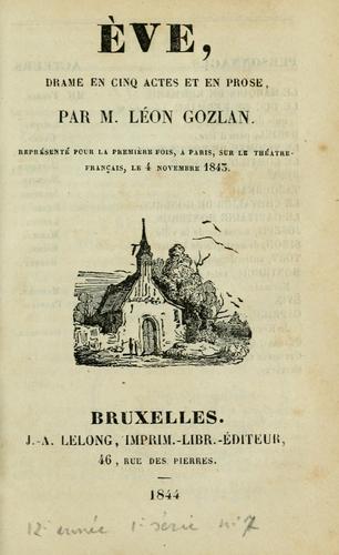 Éve, drame en cinq actes et en prose by Léon Gozlan cover