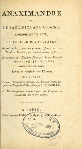 Anaximandre by François Guillaume Jean Stanislas Andrieux cover