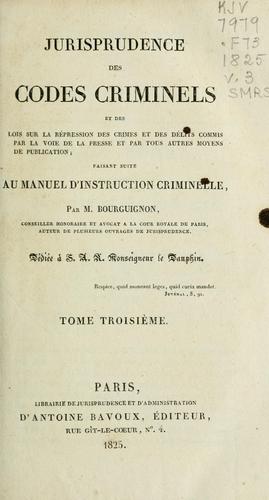 Jurisprudence des codes criminels by France cover