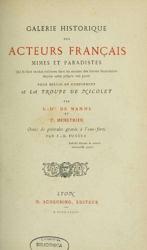 Galerie historique des acteurs français