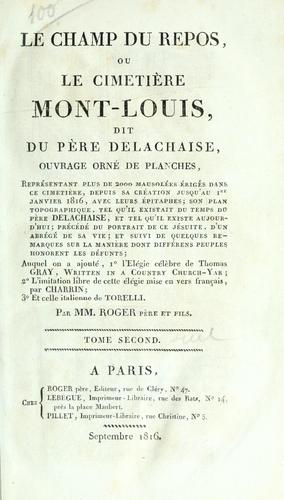 Le champ du repos, ou, Le cimetière Mont-Louis, dit du père Delachaise by  cover