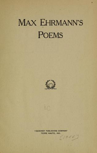 Max Ehrmann's poems
