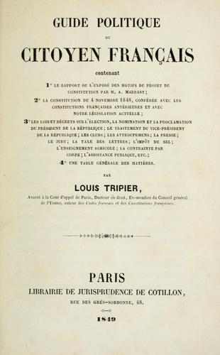 Guide politique du citoyen français by Louis Tripier cover
