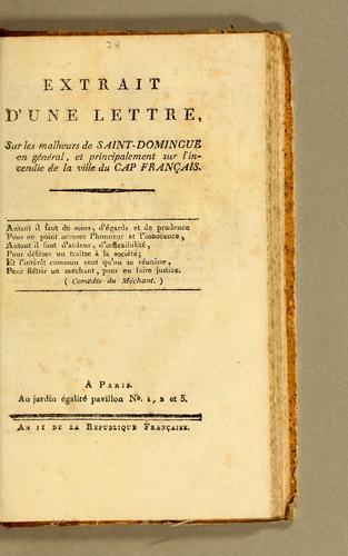 Extrait d'une lettre by  cover